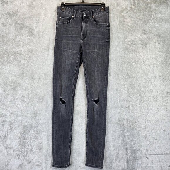 Cheap Monday Jeans Womens 27x32 Gray Second Skin Shadow Skinny Ripped Denim - Picture 1 of 14